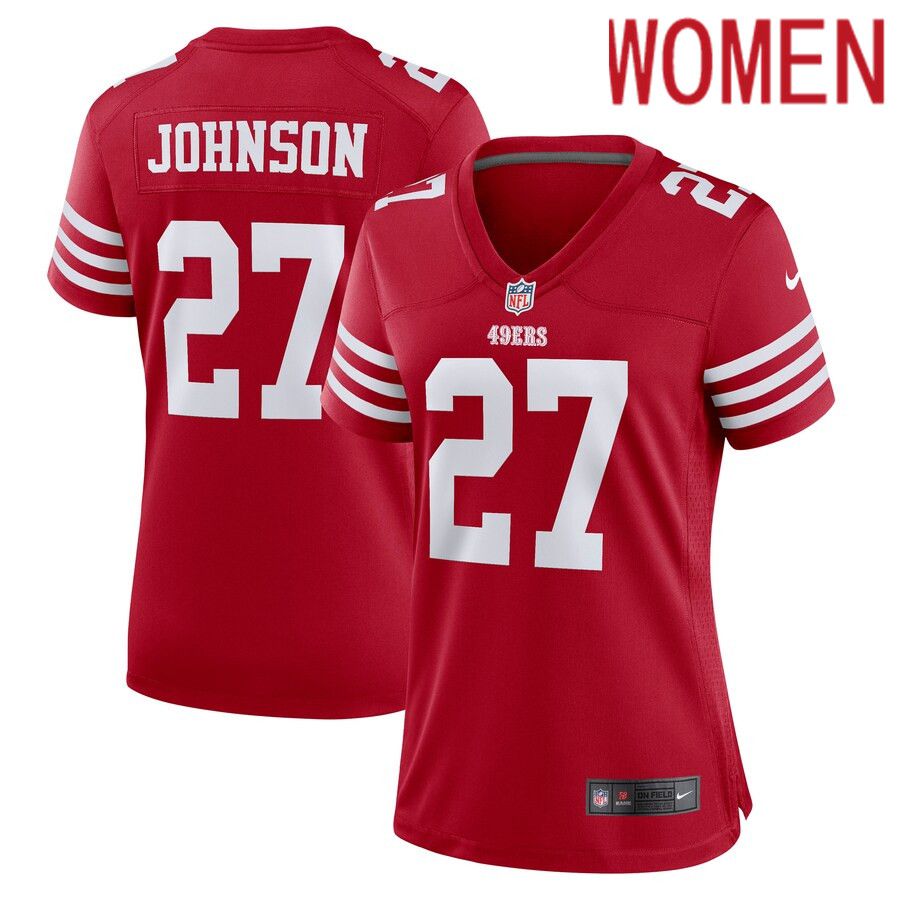 Women San Francisco 49ers #27 Dontae Johnson Nike Scarlet Game Player NFL Jersey->women nfl jersey->Women Jersey